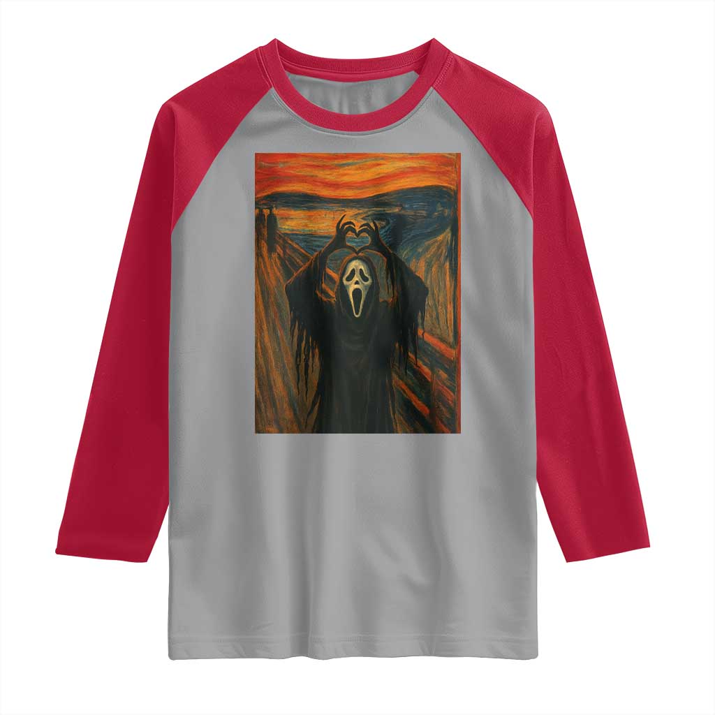 Ghost Heart Hands Raglan Shirt Scary Face Horror Halloween - Wonder Print Shop