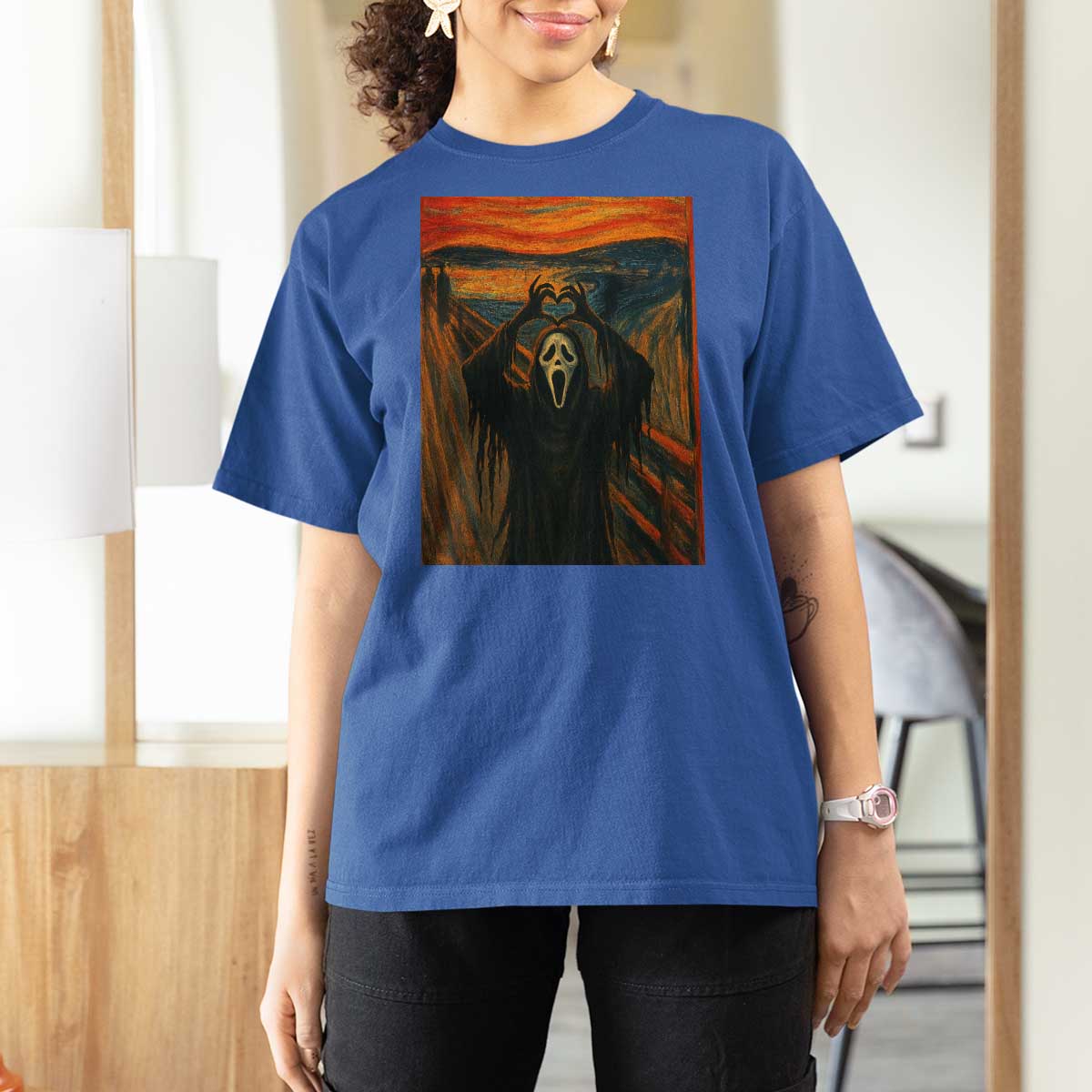 Ghost Heart Hands T Shirt For Women Scary Face Horror Halloween - Wonder Print Shop