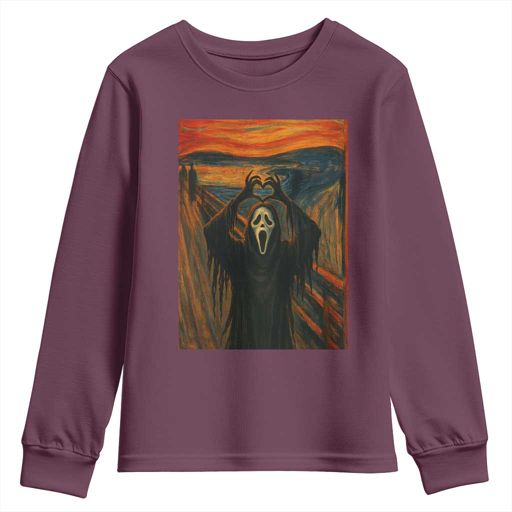 Ghost Heart Hands Youth Sweatshirt Scary Face Horror Halloween - Wonder Print Shop