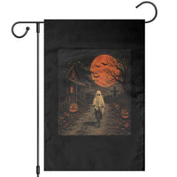 Halloween Spooky Ghost Biking Garden Flag Vintage Ghost Riding Bicycle Gothic Moonlit Pumpkin Autumn Graphic