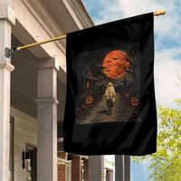 Halloween Spooky Ghost Biking Garden Flag Vintage Ghost Riding Bicycle Gothic Moonlit Pumpkin Autumn Graphic