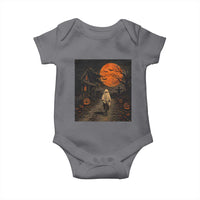 Halloween Spooky Ghost Biking Baby Onesie Vintage Ghost Riding Bicycle Gothic Moonlit Pumpkin Autumn Graphic