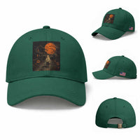 Halloween Spooky Ghost Biking Baseball Cap Vintage Ghost Riding Bicycle Gothic Moonlit Pumpkin Autumn Graphic