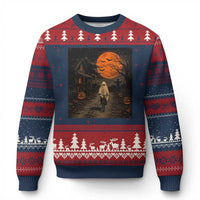 Halloween Spooky Ghost Biking Ugly Christmas Sweater Vintage Ghost Riding Bicycle Gothic Moonlit Pumpkin Autumn Graphic