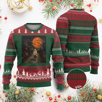 Halloween Spooky Ghost Biking Ugly Christmas Sweater Vintage Ghost Riding Bicycle Gothic Moonlit Pumpkin Autumn Graphic