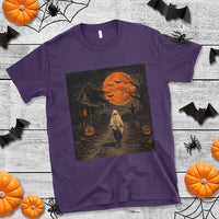 Halloween Spooky Ghost Biking T Shirt Vintage Ghost Riding Bicycle Gothic Moonlit Pumpkin Autumn Graphic