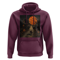 Halloween Spooky Ghost Biking Hoodie Vintage Ghost Riding Bicycle Gothic Moonlit Pumpkin Autumn Graphic