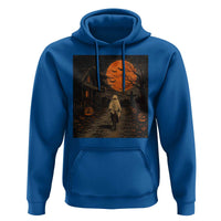 Halloween Spooky Ghost Biking Hoodie Vintage Ghost Riding Bicycle Gothic Moonlit Pumpkin Autumn Graphic