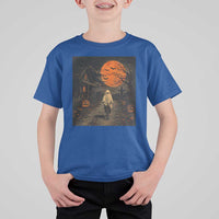 Halloween Spooky Ghost Biking T Shirt For Kid Vintage Ghost Riding Bicycle Gothic Moonlit Pumpkin Autumn Graphic