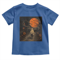 Halloween Spooky Ghost Biking Toddler T Shirt Vintage Ghost Riding Bicycle Gothic Moonlit Pumpkin Autumn Graphic