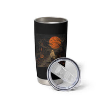 Halloween Spooky Ghost Biking Tumbler Cup Vintage Ghost Riding Bicycle Gothic Moonlit Pumpkin Autumn Graphic