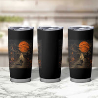 Halloween Spooky Ghost Biking Tumbler Cup Vintage Ghost Riding Bicycle Gothic Moonlit Pumpkin Autumn Graphic