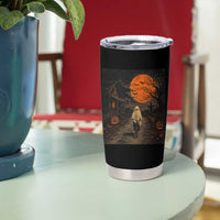 Halloween Spooky Ghost Biking Tumbler Cup Vintage Ghost Riding Bicycle Gothic Moonlit Pumpkin Autumn Graphic