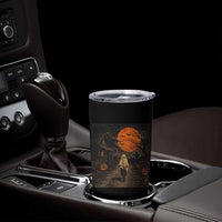 Halloween Spooky Ghost Biking Tumbler Cup Vintage Ghost Riding Bicycle Gothic Moonlit Pumpkin Autumn Graphic