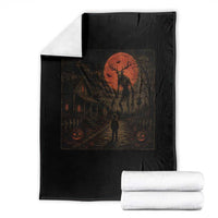 Wendigo Halloween Throw Blanket Vintage Deer Skull Spooky Night Graphic