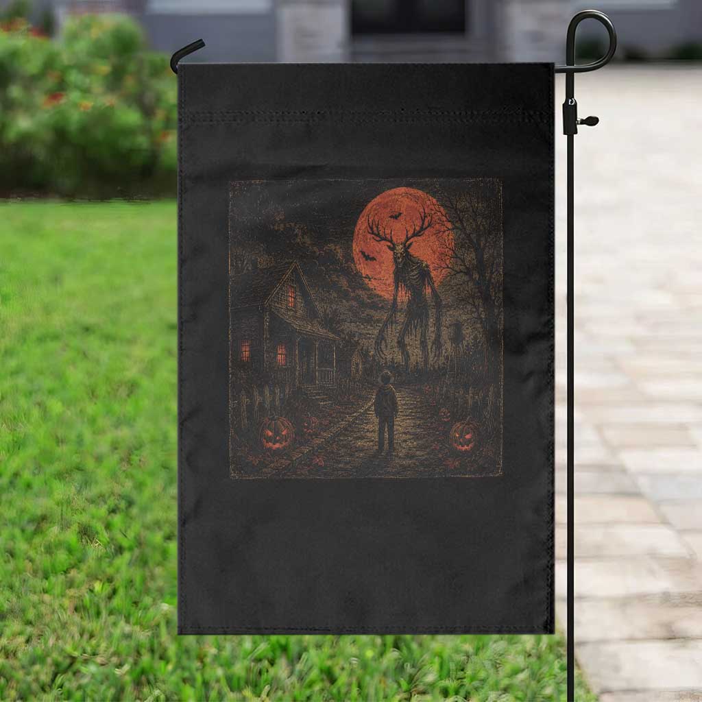 Wendigo Halloween Garden Flag Vintage Deer Skull Spooky Night Graphic