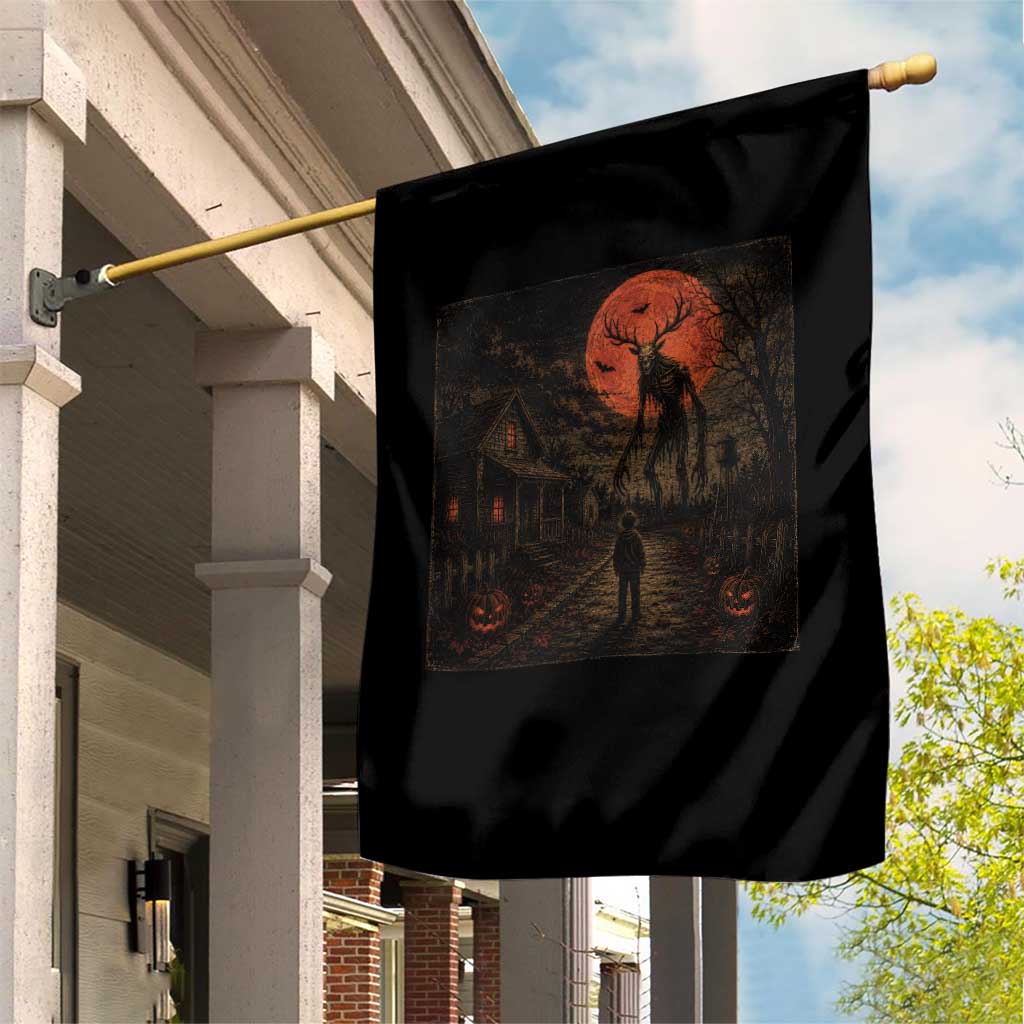 Wendigo Halloween Garden Flag Vintage Deer Skull Spooky Night Graphic