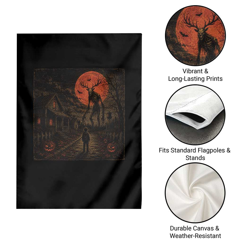 Wendigo Halloween Garden Flag Vintage Deer Skull Spooky Night Graphic