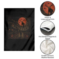 Wendigo Halloween Garden Flag Vintage Deer Skull Spooky Night Graphic
