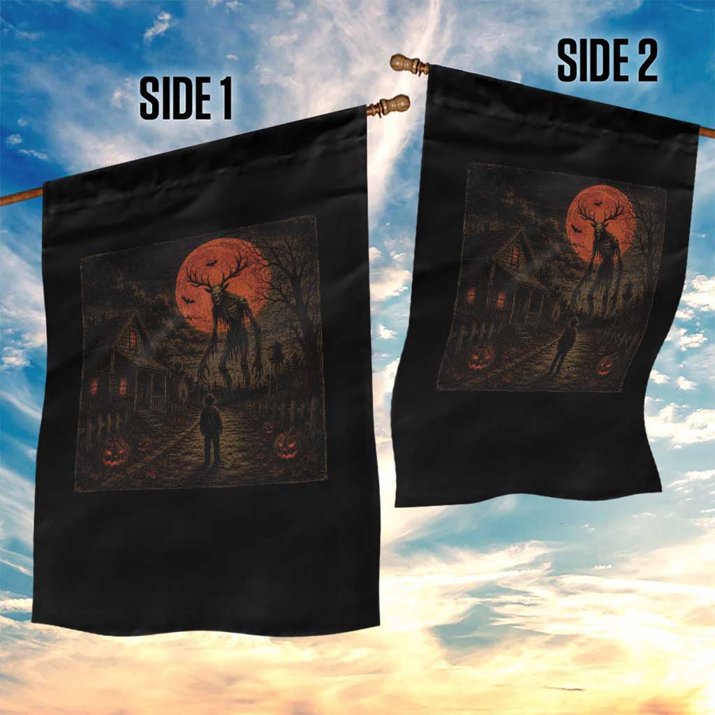 Wendigo Halloween Garden Flag Vintage Deer Skull Spooky Night Graphic