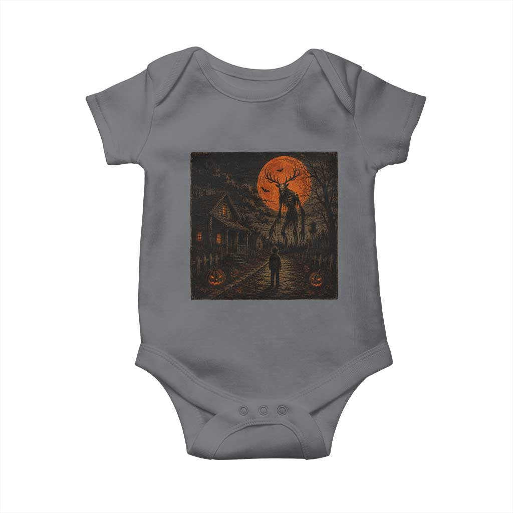 Wendigo Halloween Baby Onesie Vintage Deer Skull Spooky Night Graphic
