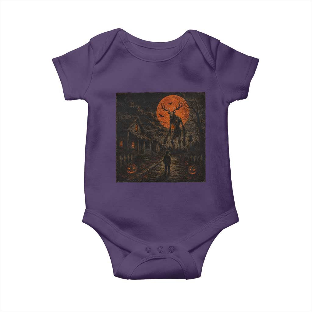 Wendigo Halloween Baby Onesie Vintage Deer Skull Spooky Night Graphic