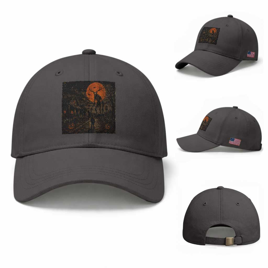 Wendigo Halloween Baseball Cap Vintage Deer Skull Spooky Night Graphic