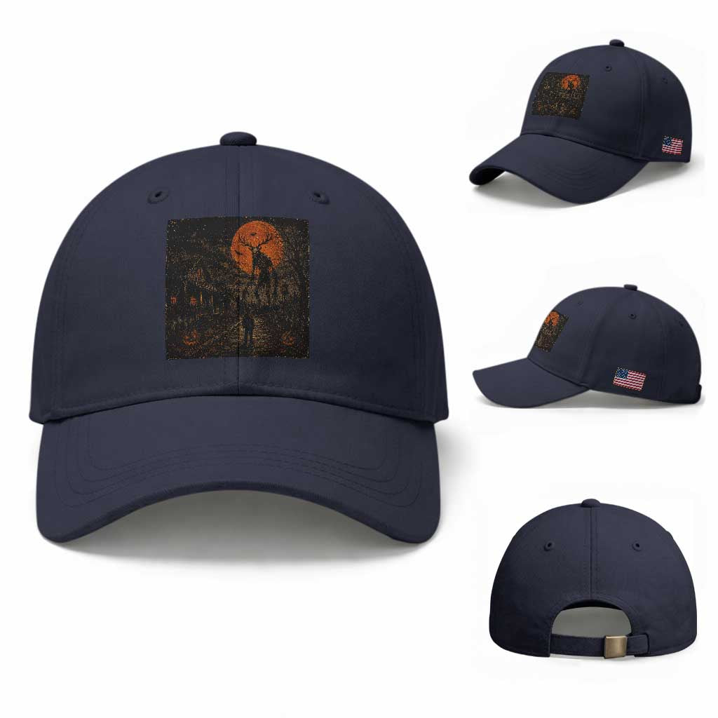 Wendigo Halloween Baseball Cap Vintage Deer Skull Spooky Night Graphic