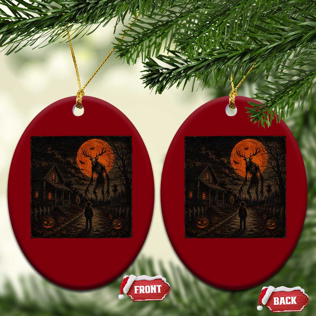 Wendigo Halloween Ceramic Ornament Vintage Deer Skull Spooky Night Graphic