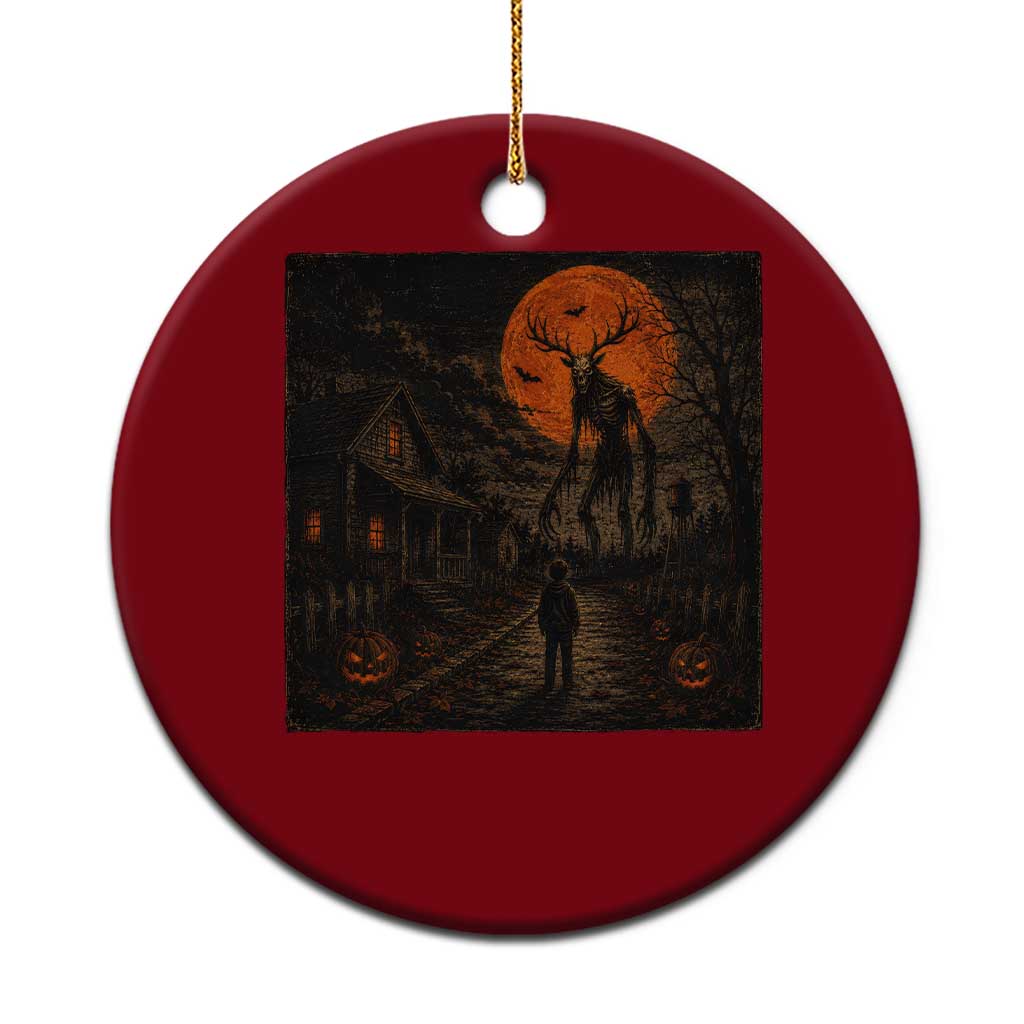 Wendigo Halloween Ceramic Ornament Vintage Deer Skull Spooky Night Graphic