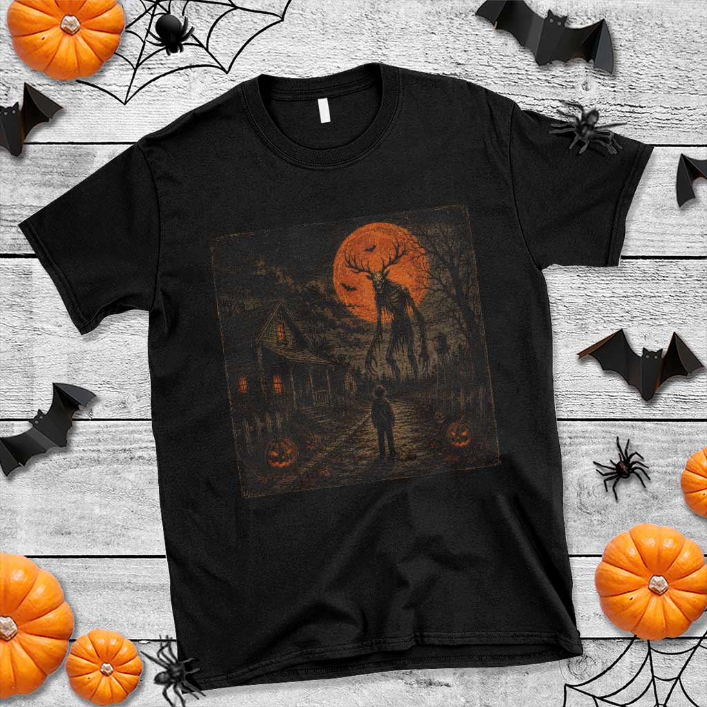 Wendigo Halloween T Shirt Vintage Deer Skull Spooky Night Graphic