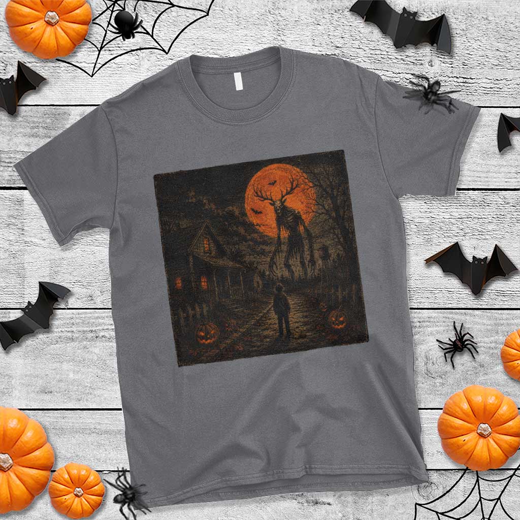 Wendigo Halloween T Shirt Vintage Deer Skull Spooky Night Graphic