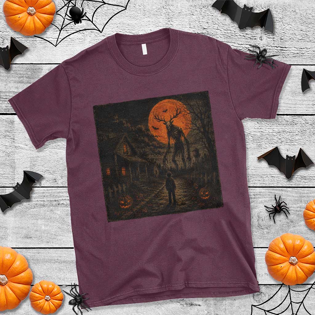 Wendigo Halloween T Shirt Vintage Deer Skull Spooky Night Graphic