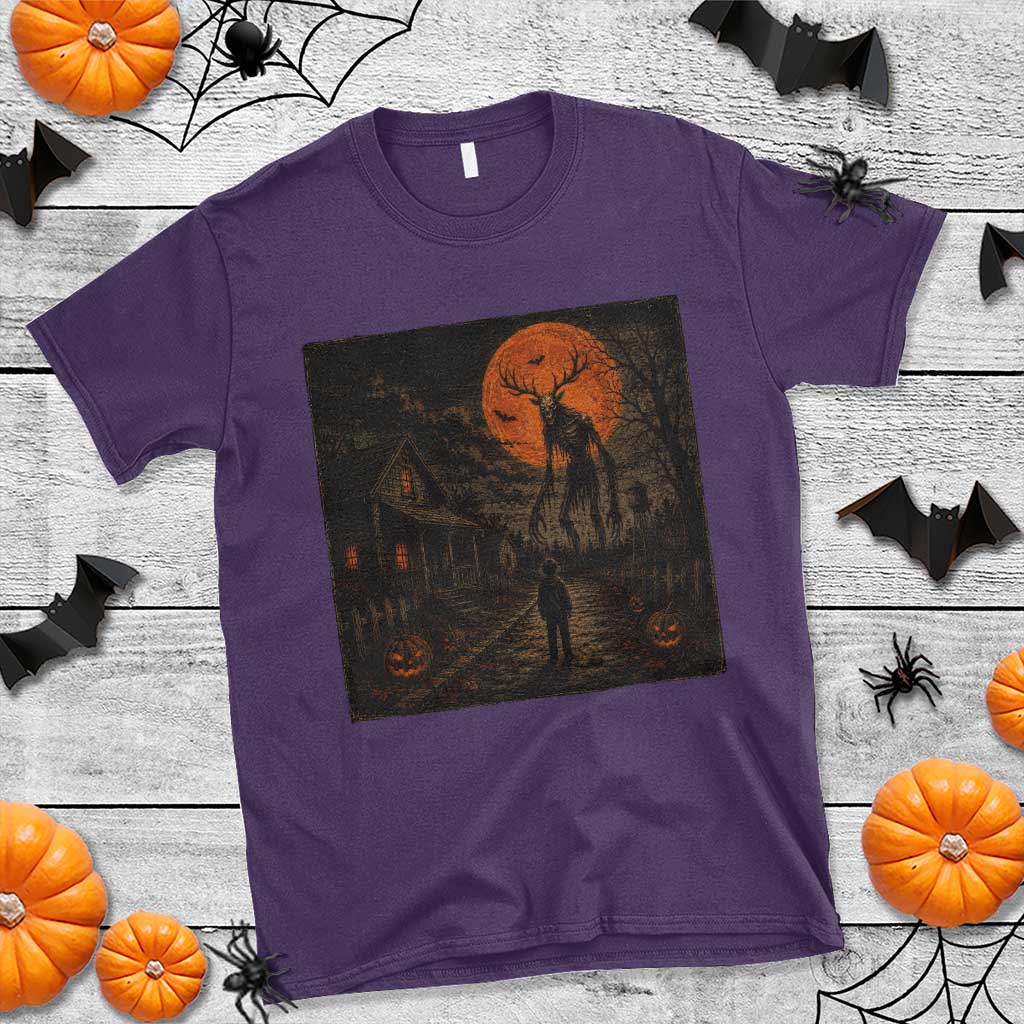 Wendigo Halloween T Shirt Vintage Deer Skull Spooky Night Graphic