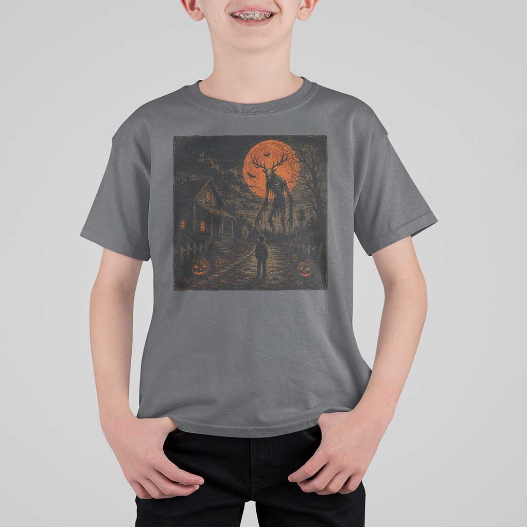Wendigo Halloween T Shirt For Kid Vintage Deer Skull Spooky Night Graphic