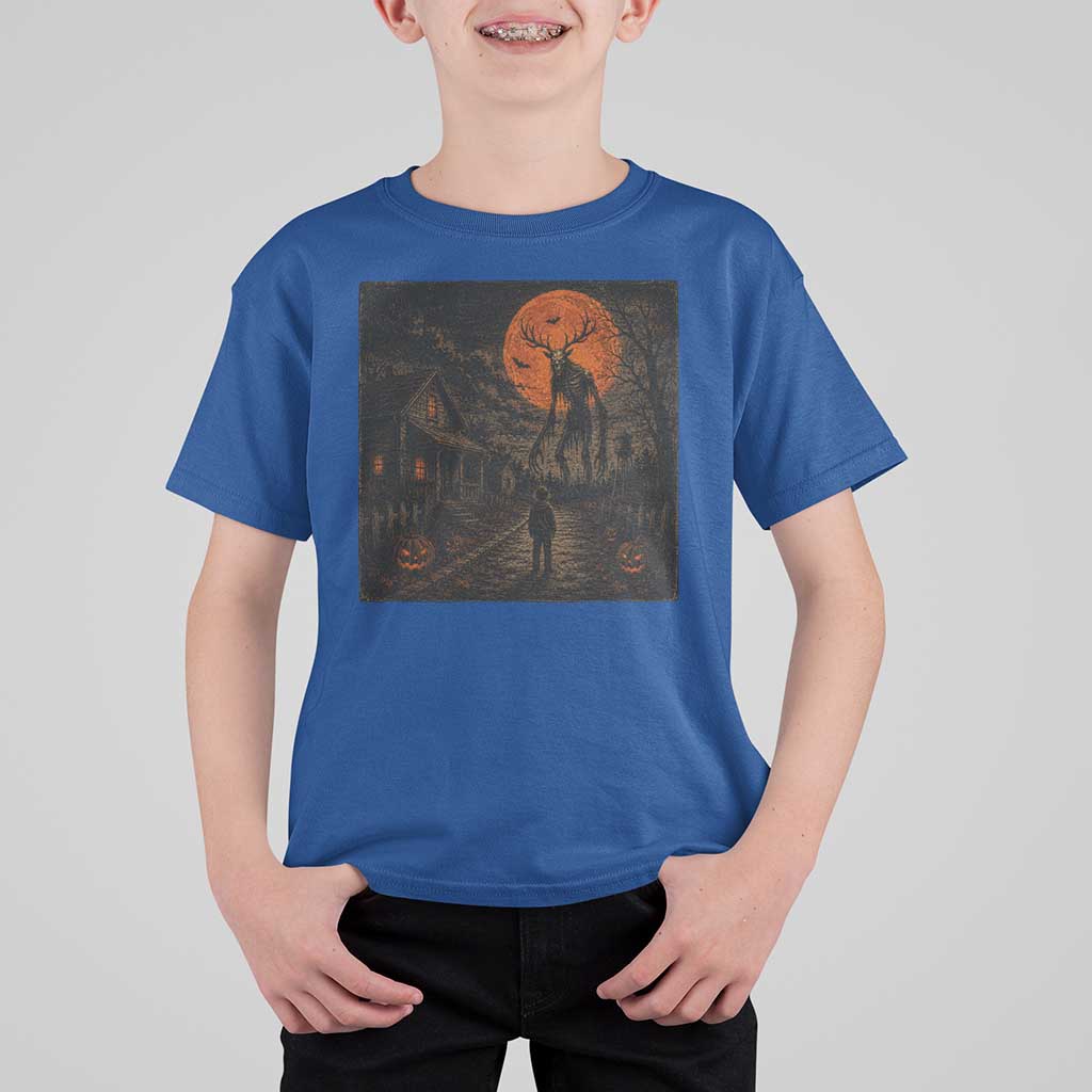 Wendigo Halloween T Shirt For Kid Vintage Deer Skull Spooky Night Graphic