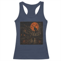 Wendigo Halloween Racerback Tank Top Vintage Deer Skull Spooky Night Graphic