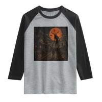 Wendigo Halloween Raglan Shirt Vintage Deer Skull Spooky Night Graphic