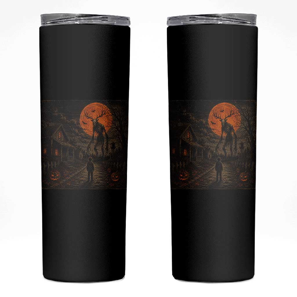 Wendigo Halloween Skinny Tumbler Vintage Deer Skull Spooky Night Graphic