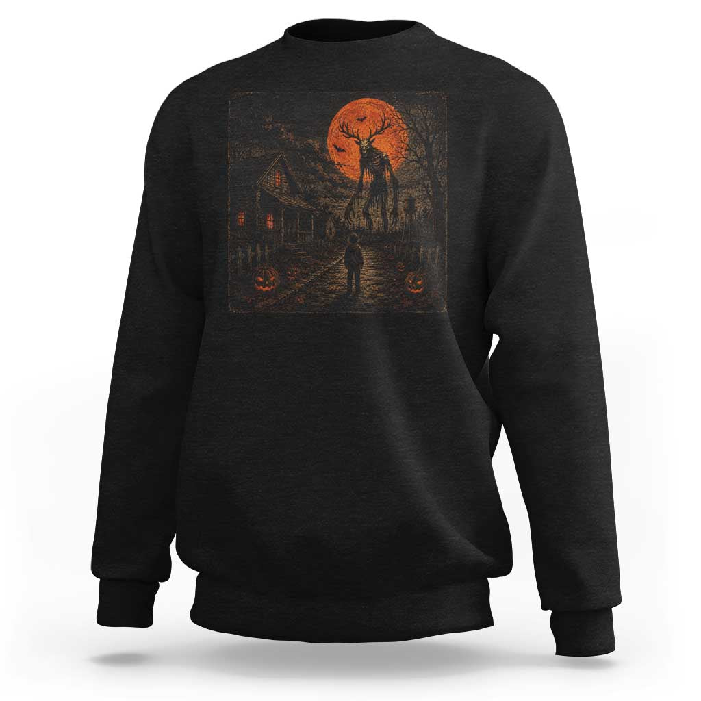 Wendigo Halloween Sweatshirt Vintage Deer Skull Spooky Night Graphic
