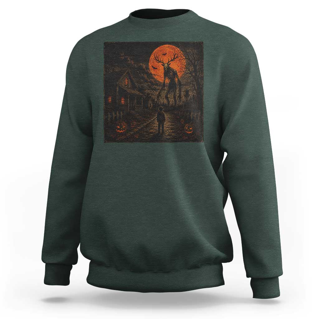 Wendigo Halloween Sweatshirt Vintage Deer Skull Spooky Night Graphic