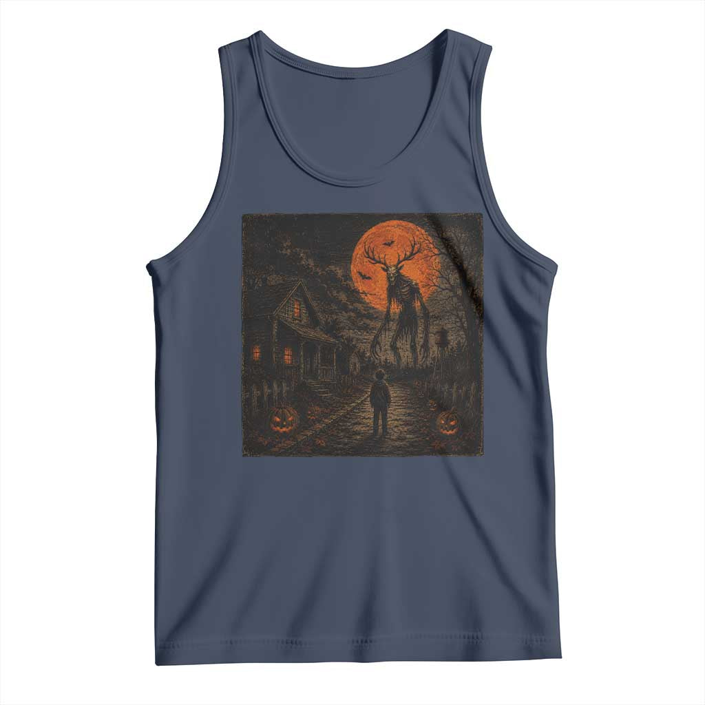 Wendigo Halloween Tank Top Vintage Deer Skull Spooky Night Graphic