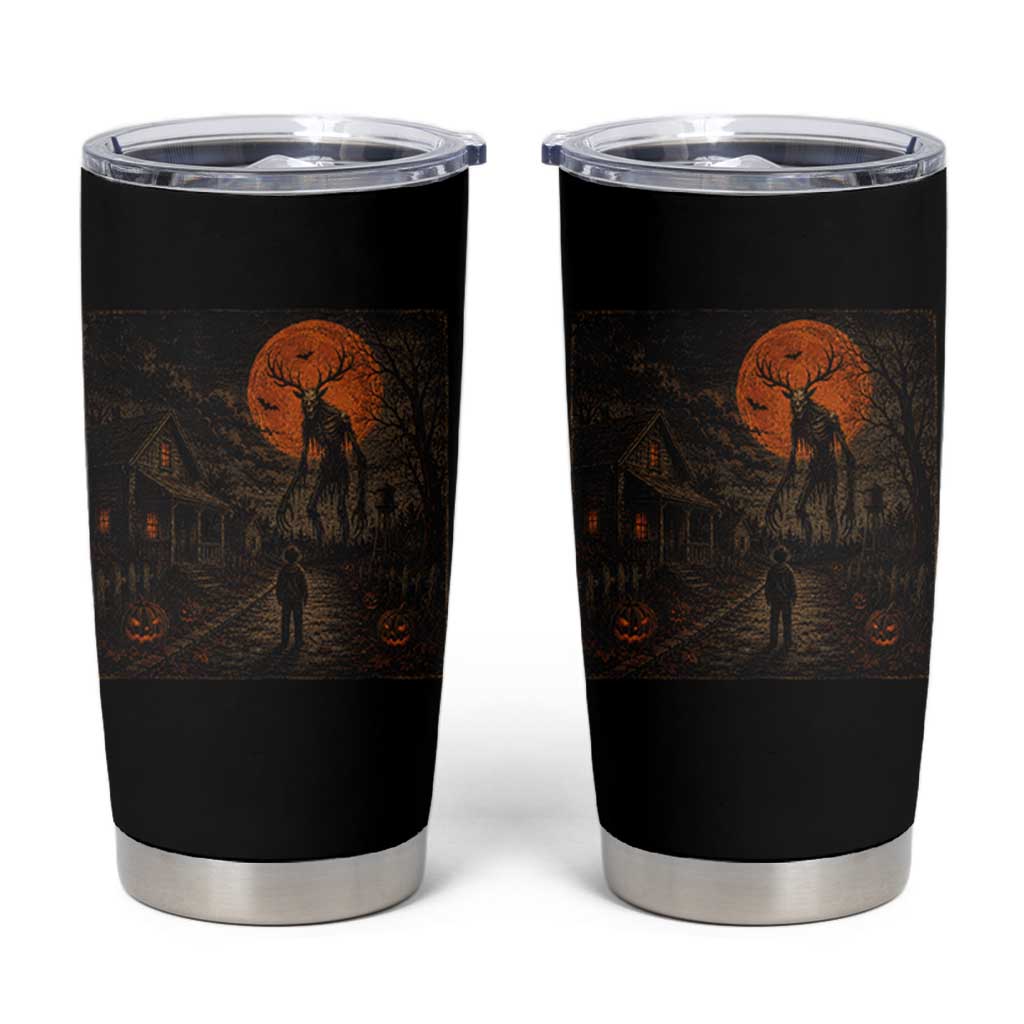 Wendigo Halloween Tumbler Cup Vintage Deer Skull Spooky Night Graphic