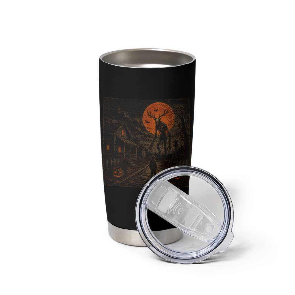 Wendigo Halloween Tumbler Cup Vintage Deer Skull Spooky Night Graphic