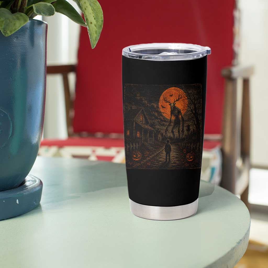 Wendigo Halloween Tumbler Cup Vintage Deer Skull Spooky Night Graphic