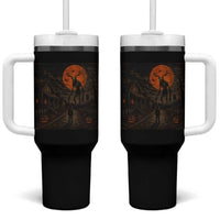 Wendigo Halloween Tumbler With Handle Vintage Deer Skull Spooky Night Graphic