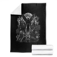 Cryptid Monsters Urban Legends Throw Blanket Vintage Dark Folklore Leave Before Dark Graphic