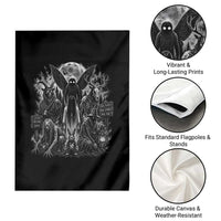 Cryptid Monsters Urban Legends Garden Flag Vintage Dark Folklore Leave Before Dark Graphic