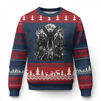Cryptid Monsters Urban Legends Ugly Christmas Sweater Vintage Dark Folklore Leave Before Dark Graphic
