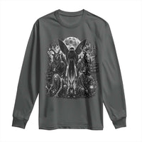 Cryptid Monsters Urban Legends Long Sleeve Shirt Vintage Dark Folklore Leave Before Dark Graphic